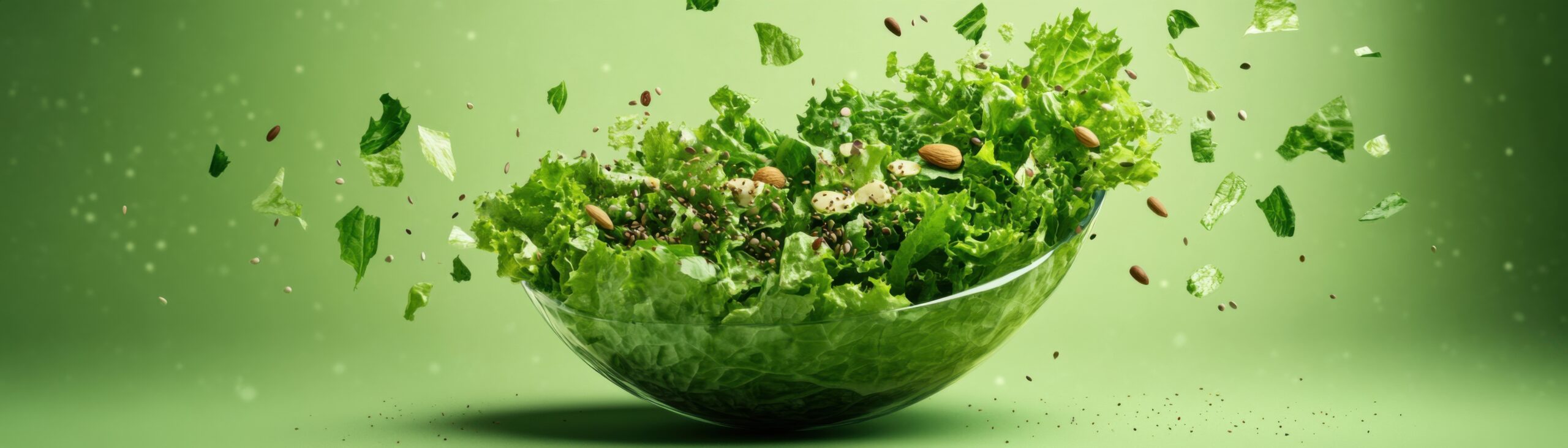 Vibrant 3D Illustration of Crunchy Green Salad with Nuts and Seeds, Healthy and Nutritious Meal Concept